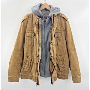 Levis Jacket Mens Size XL Commuter Trucker Jacket Coat Hood Sherpa Lined Grunge
